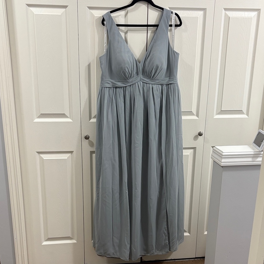 V-Neck Light Grey Maternity Dress